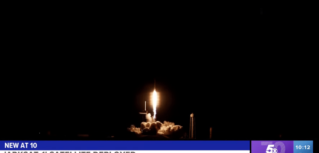 Screenshot of video of rocket launch